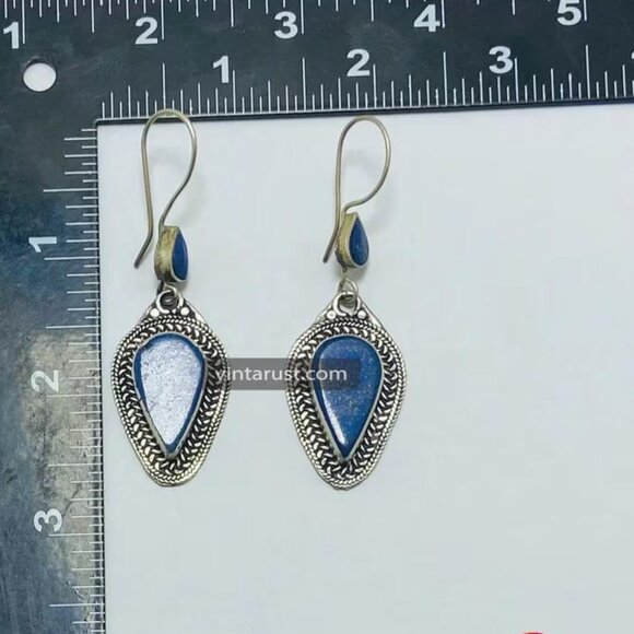 Blue Lapis Lazuli Jewelry Set, Pendant Necklace With Earrings - Picture 7 of 7